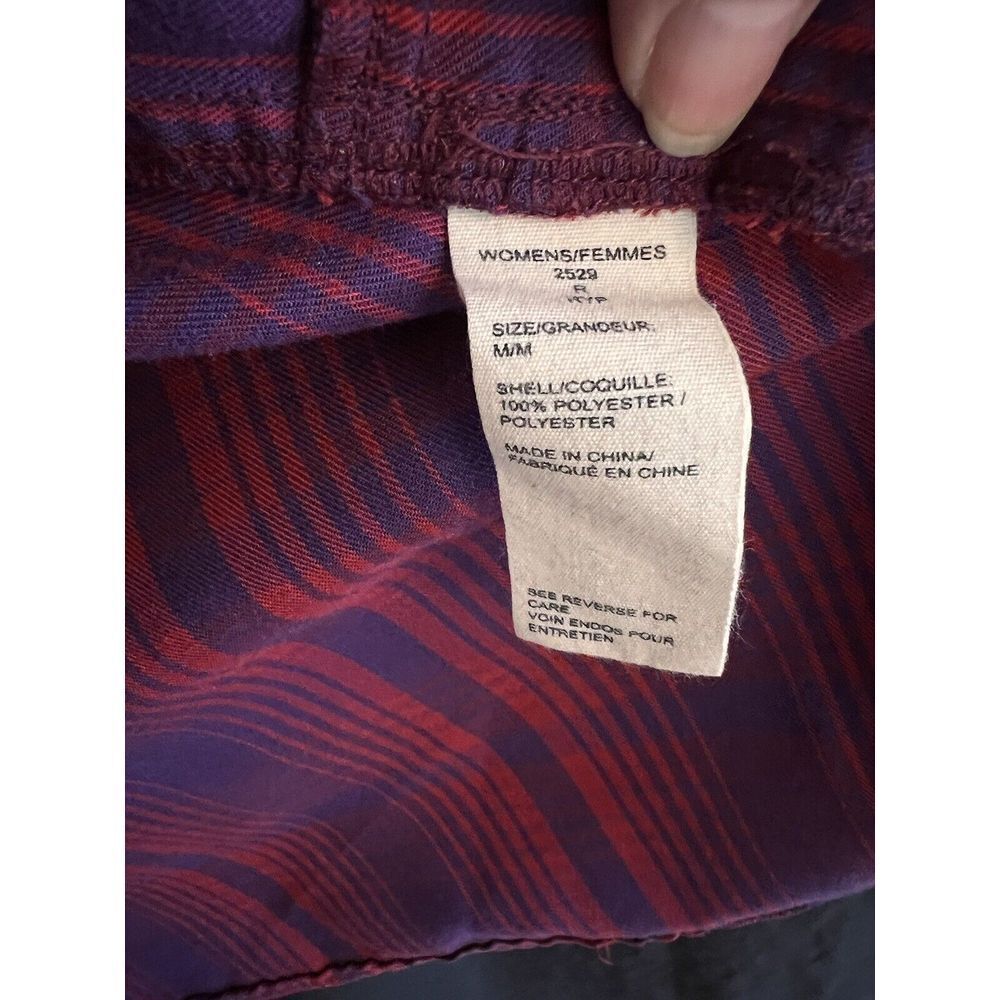 WOOLRICH‎ Women's Shirt size Med Plaid Purple/Red Long-Sleeve Vented Snap Front - Picture 8 of 10
